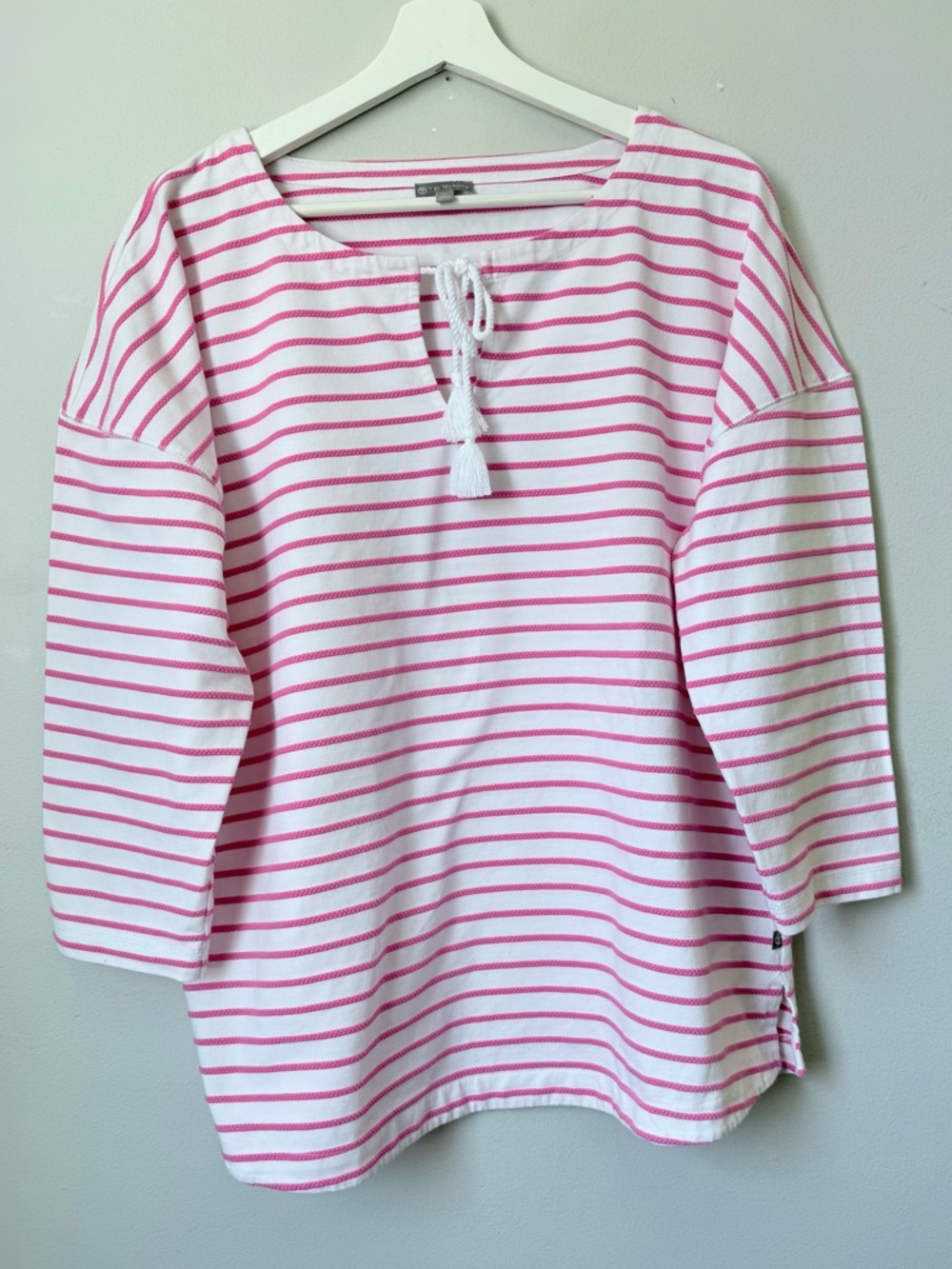 Talbots Pink and White Striped Tie-Front Tunic